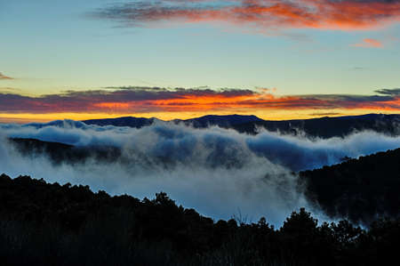 Majestic sunset in the mountains landscapeの写真素材