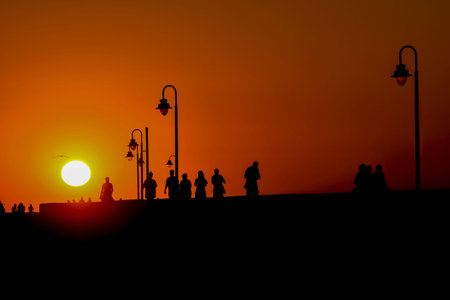 Magnificent sunset on the Paseo de Cadiz.の写真素材