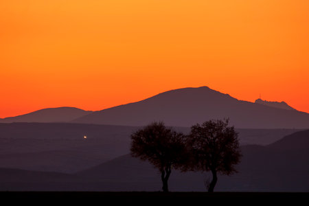 Majestic sunset in the mountains landscapeの写真素材