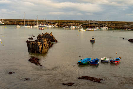 Coastal and port landscapes of the City of Caudillero in Asturias.の写真素材