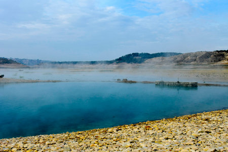 The Negratin reservoir, on the course of the Guadiana Menor river.の写真素材