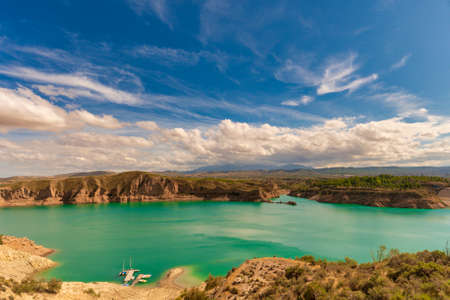 The Negratin reservoir, on the course of the Guadiana Menor river.の写真素材