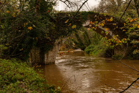Roman bridge of Branez in Asturiasの写真素材