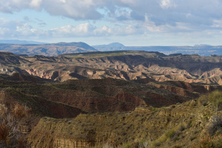 Crests and cliffs of the Badlands of Gorafe - Granada.の写真素材