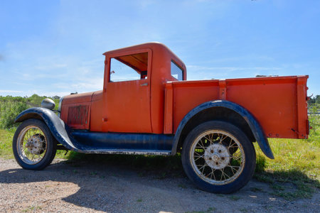 Old red pickup truck restored - Uruguay