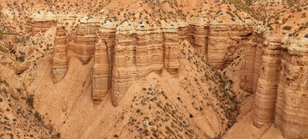 Crests and cliffs of the Badlands of Gorafe - Granada.の写真素材