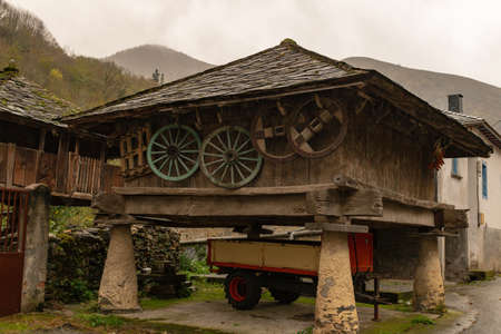 The horreo, has an undeniable folkloric value and is a milestone of Asturian identityの写真素材