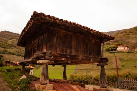 The horreo, has an undeniable folkloric value and is a milestone of Asturian identityの写真素材