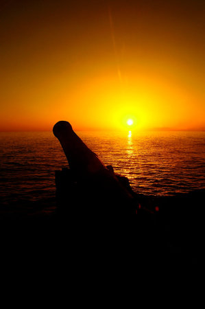 Sunset on the beach of Terrox in Malaga, Andalusia.の写真素材