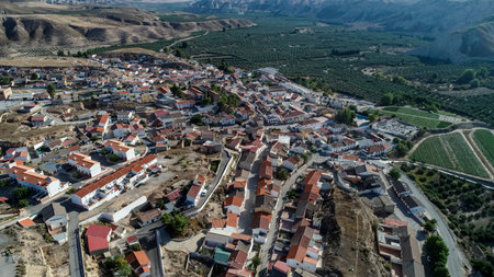 Panoramic of the rural and romantic Villa of Villanueva de las Torres, Granada.の写真素材