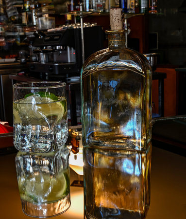 Service of different alcoholic beverages.の写真素材