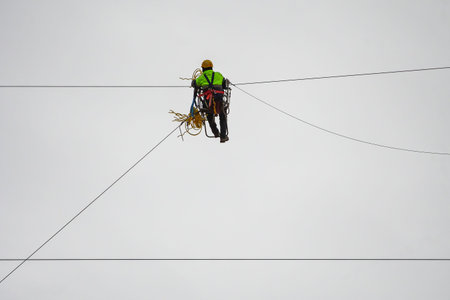 Installation and assembly of high-rise electrical towers.