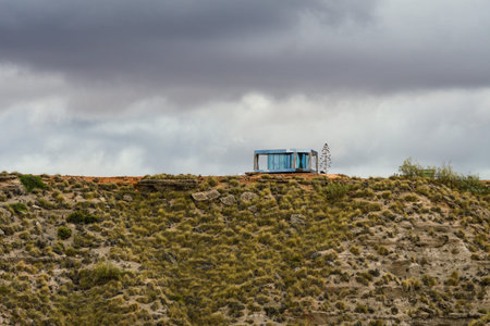 Glass house in the desert of gorafe, Granada.の写真素材