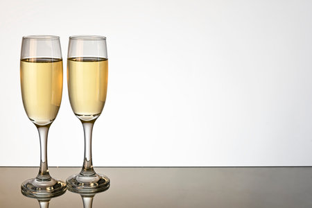 Two wine glass isolated on white color background.の写真素材