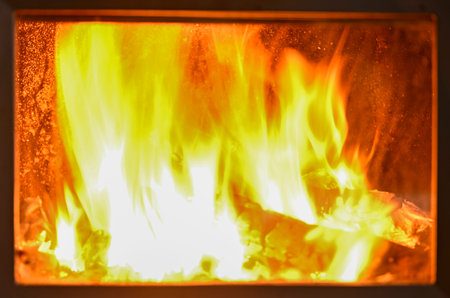 Fire flames on black background.