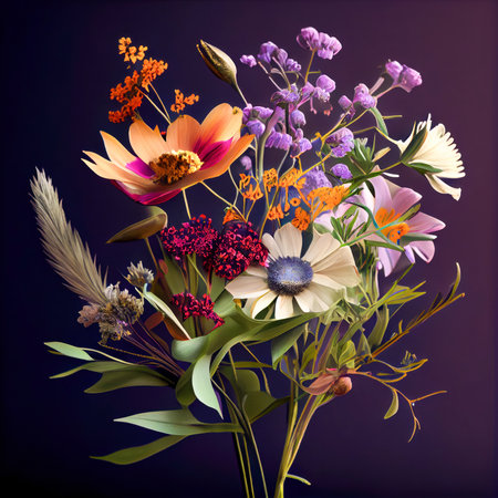 Flowers composition, with various types of flowers. creative AIの素材