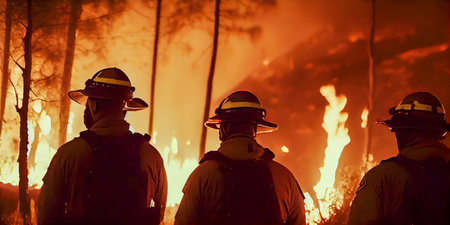 The fire team fights a forest fire. the generativeの素材