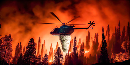 Firefighters helicopter fighting the fire. the generativeの素材