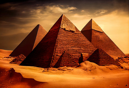 Egyptian pyramids in Giza desert, Cairo, Egypt.の素材