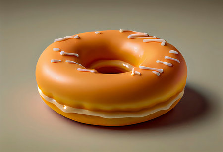 A chocolate donut with a chocolate glaze and sprinkles on it. the generativeの素材
