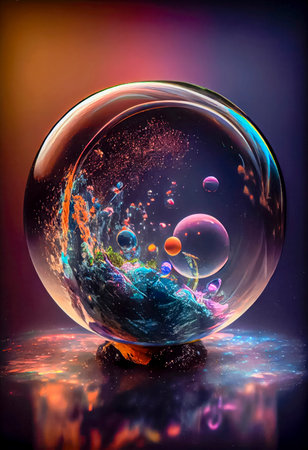 Landscape inside a glass sphere. the generativeの素材