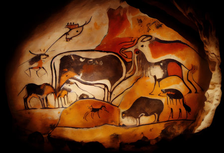 Mural painting on the walls of a cave in Chiang Mai, Thailandの素材