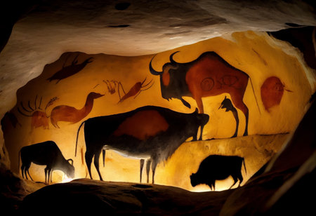 Cave with animals in the cave. Caves in the mountains.の素材