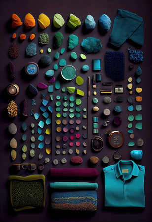 Multicolored precious stones and minerals on display. Generative AIの素材