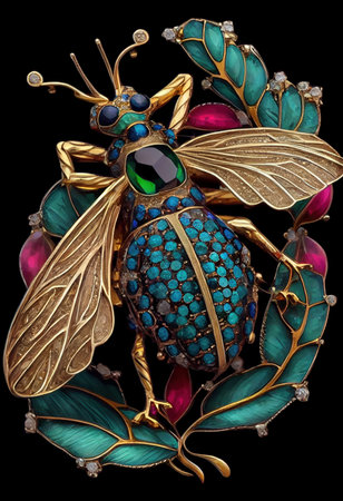 High jewelery brooch of an insect. Generative AIの素材