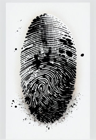 Impression of a fingerprint on a white background. Generative AIの素材