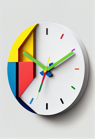 Colorful wall clock, isolated on white backgroundの素材
