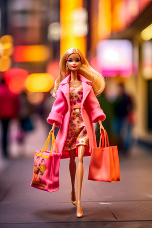 Barbie doll in a day of shopping in the Cityの素材