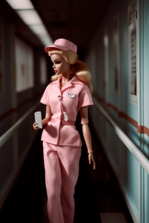 Barbie doll, doctor in a hospital corridorの素材