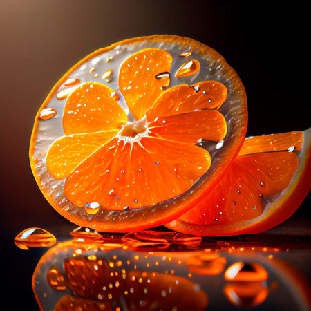 Close-up macro photography of slices of an Orangeの素材