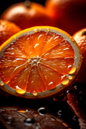 Close-up macro photography of slices of an Orangeの素材