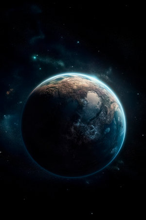 Planet earth in the background of the universe, photorealisticの素材