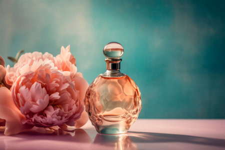 Perfume glass bottle for women. advertising mockupの素材