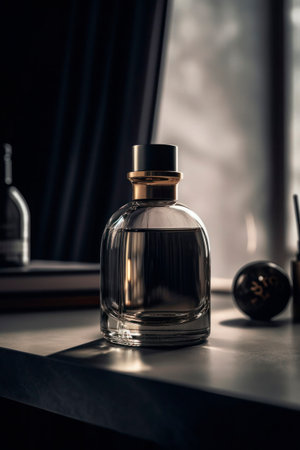 Perfume glass bottle for women. advertising mockupの素材