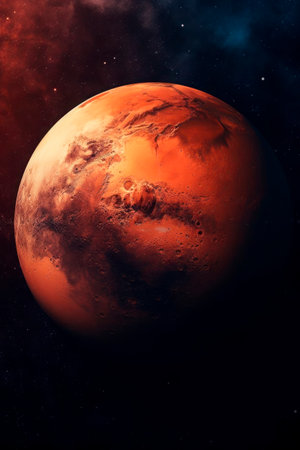 Planet Mars in the background of the universe, photorealisticの素材