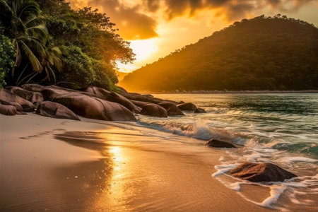 Landscape of a beach at sunsetの素材