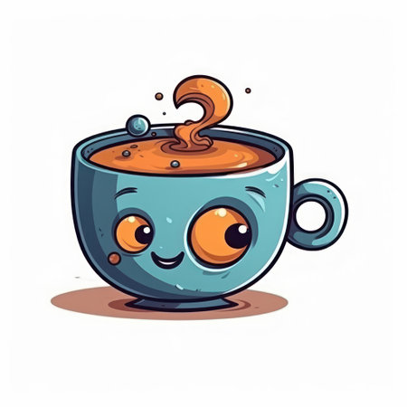 Cup of coffee, on a white background. cartoon illustrationの素材