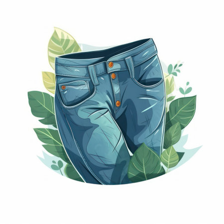 Jeans, on a white background. cartoon illustrationの素材