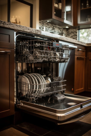 Dishwasher in the interior of a modern kitchenの素材