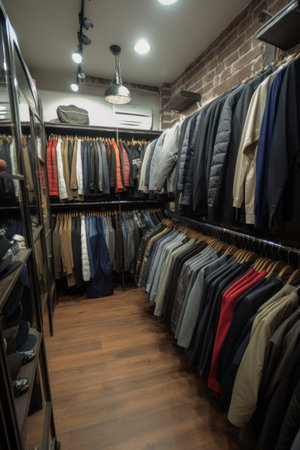 Elegant men's clothing store with artificial lightingの素材