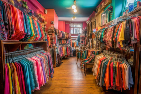 Elegant women's clothing store, with colorful dressesの素材