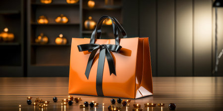 Elegant black women's bag, with gift bowsの素材