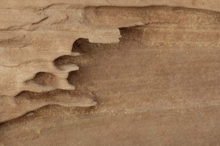 Detailed close-up of weathered sandstone showing an overhang and smooth textures. Ideal for...