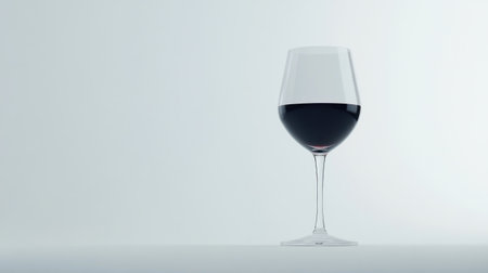 Minimalist Glass of Red Wine on White Backgroundの写真素材