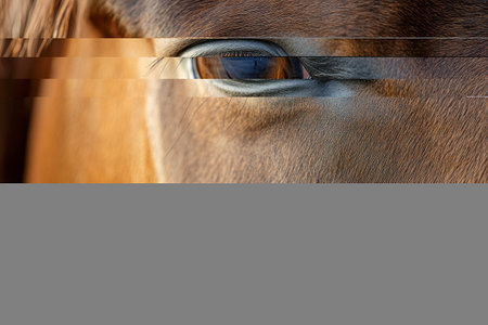 Close-up of a horses eye, showing its detailed texture and reflective surface.の写真素材