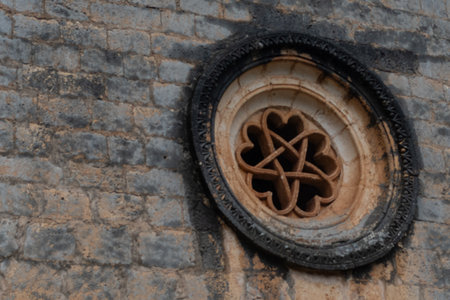 The Templar hermitage of San Bartolome, a Romanesque stone chapel, surrounded by cliffs in a remote canyon.の写真素材